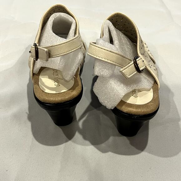 Easy Street Perforated Block Heeled Sandals Charleigh Ivory 9M - Picture 6 of 11